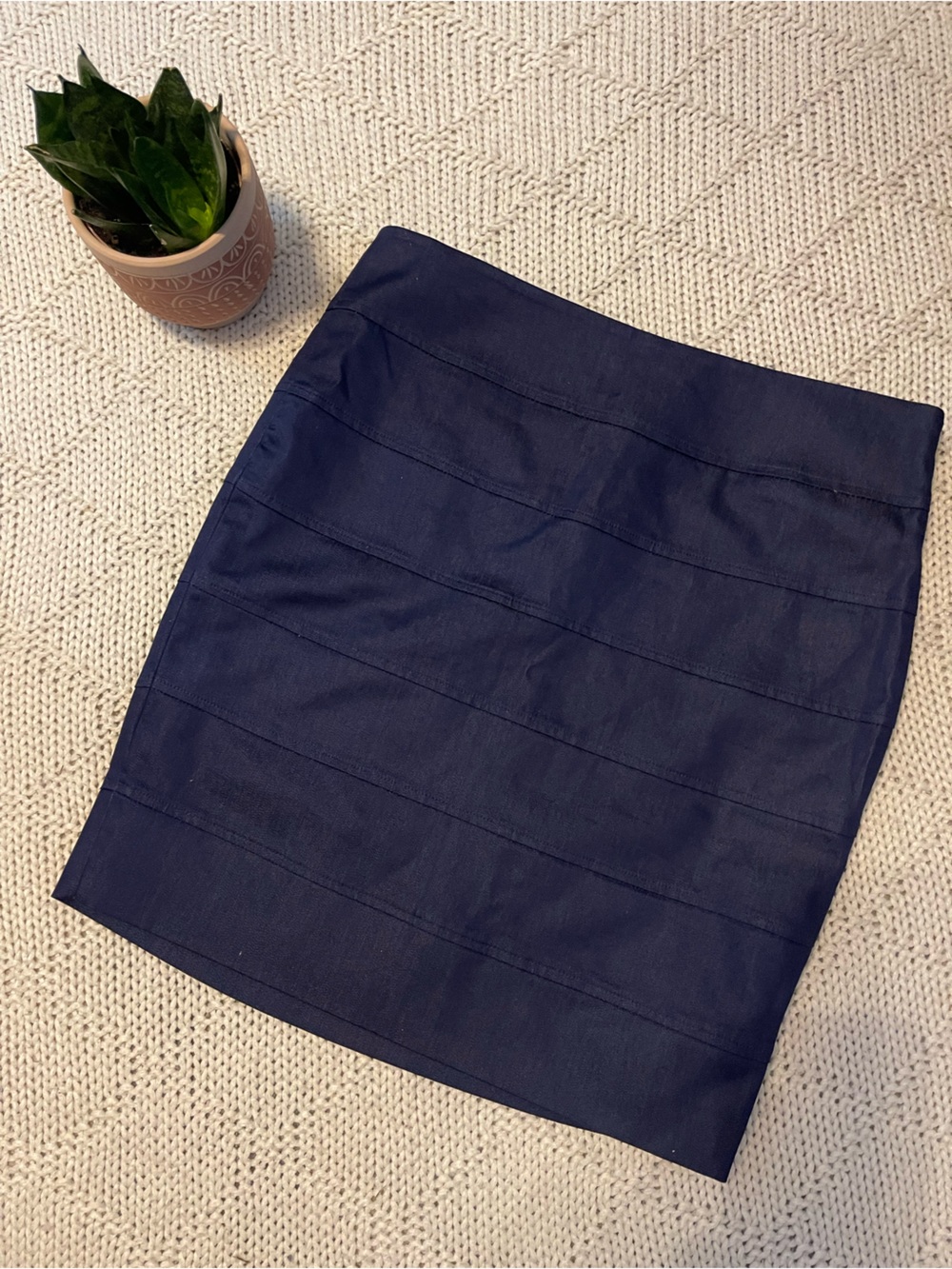 Rampage Navy Blue Paneled Mini Skirt Size 11 Y2K Bodycon Stretch Vintage
